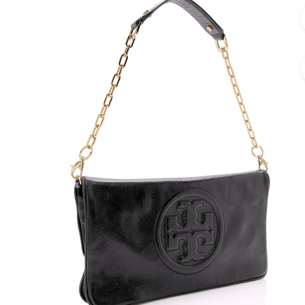 Tory Burch Black Leather Reva Clutch